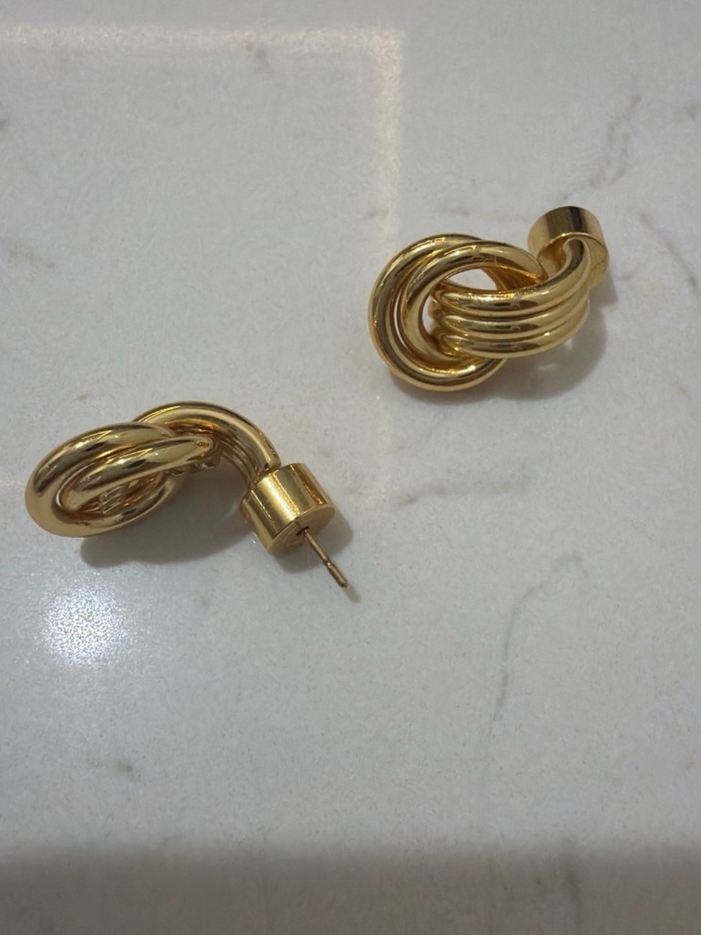 Twisted Knot Gold Stud Earrings for Women